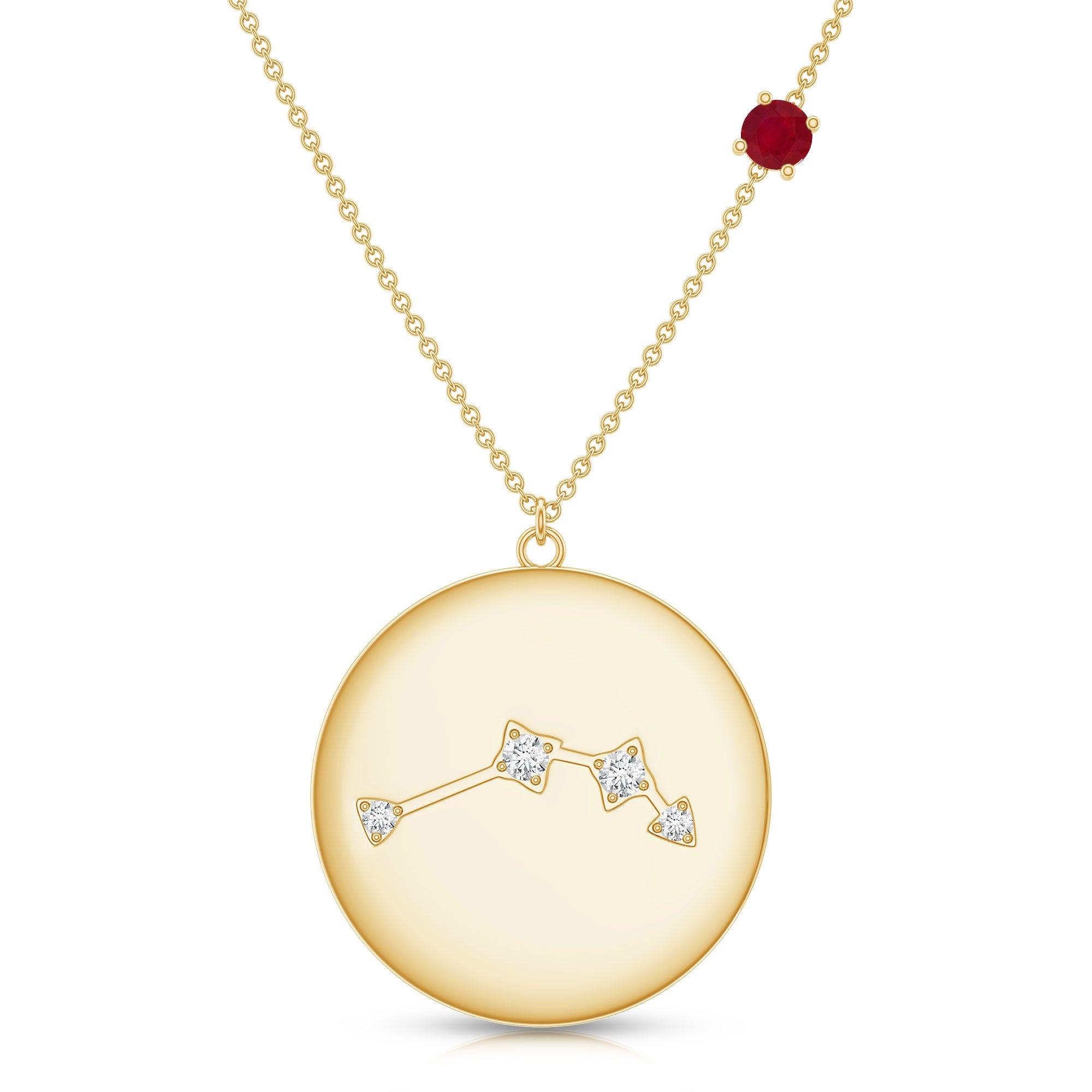Genuine Ruby and Diamond Cancer Constellation Necklace AAA - Rosec Jewels