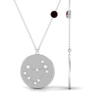 Garnet and Diamond Capricorn Constellation Necklace Garnet AAA Quality Sterling Silver With Chain 18 Inches