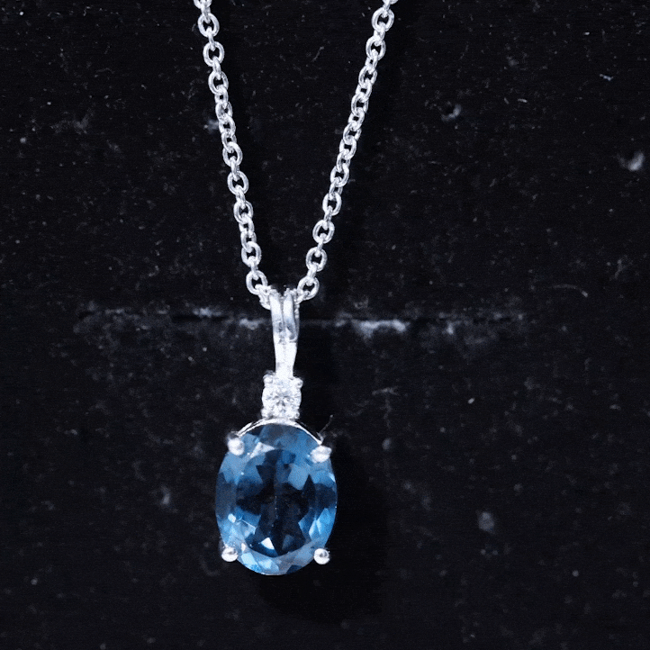 Real 2.5 Carat Oval Shape Real London Blue Topaz Oval Necklace With Silver Chain AAA 92.5 Sterling Silver - Rosec Jewels