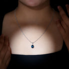 Real 2.5 Carat Oval Shape Real London Blue Topaz Oval Necklace With Silver Chain AAA 92.5 Sterling Silver - Rosec Jewels