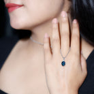 Real 2.5 Carat Oval Shape Real London Blue Topaz Oval Necklace With Silver Chain AAA 92.5 Sterling Silver - Rosec Jewels
