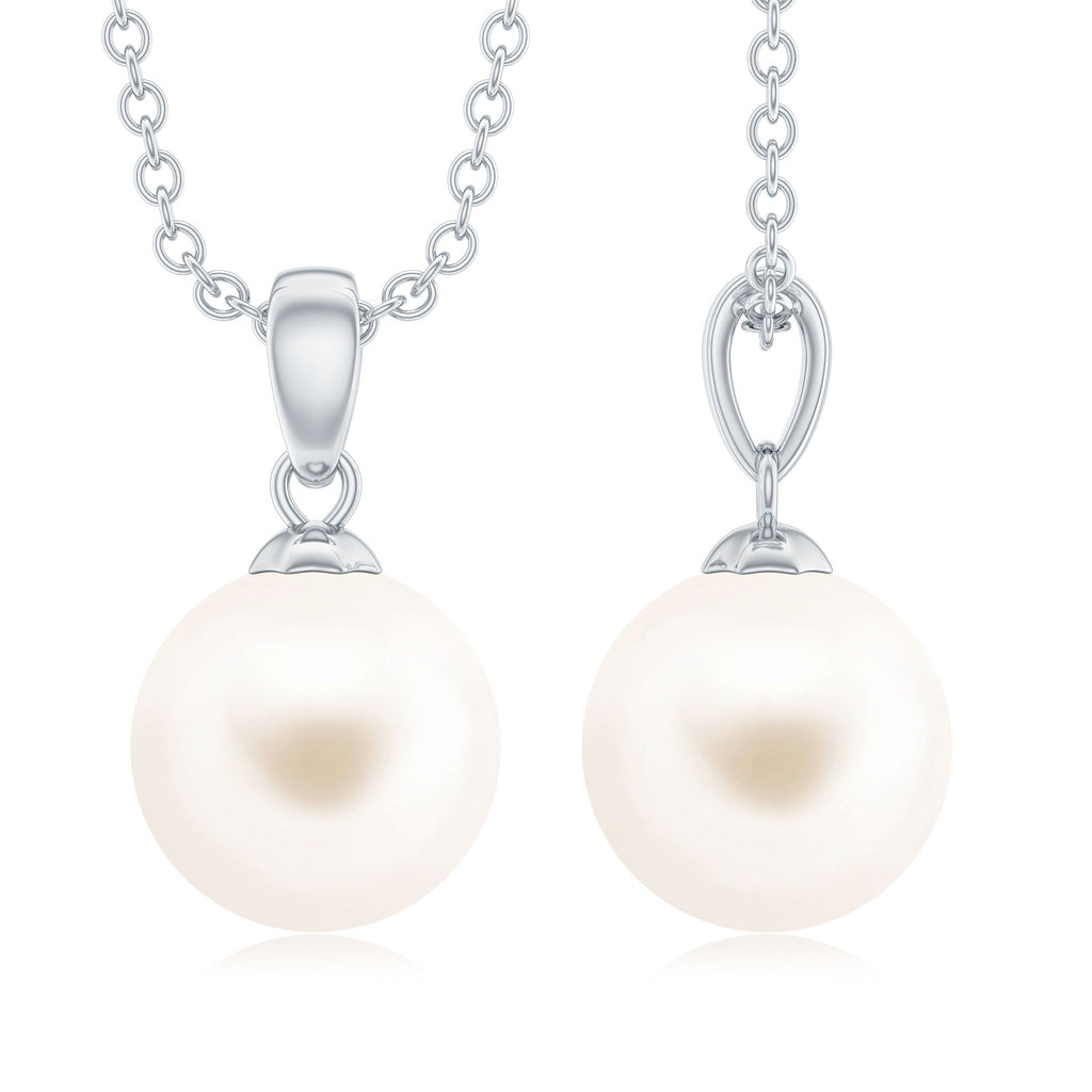 Natural Freshwater Pearl Solitaire Pendant Necklace - Rosec Jewels