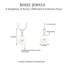 Natural 8MM Freshwater Pearl Solitaire Drop Necklace With Chain AAA - Rosec Jewels