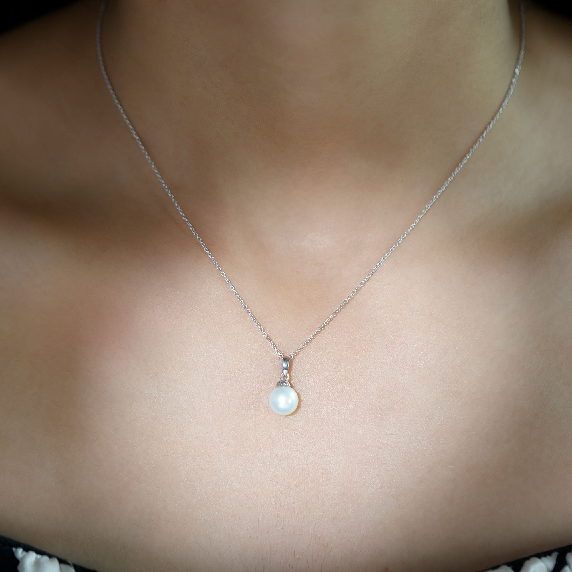 Natural Freshwater Pearl Solitaire Pendant Necklace - Rosec Jewels