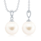 Natural 8MM Freshwater Pearl Solitaire Drop Necklace With Chain AAA - Rosec Jewels