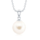 Natural 8MM Freshwater Pearl Solitaire Drop Necklace With Chain AAA - Rosec Jewels