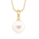 Natural 8MM Freshwater Pearl Solitaire Drop Necklace With Chain AAA - Rosec Jewels