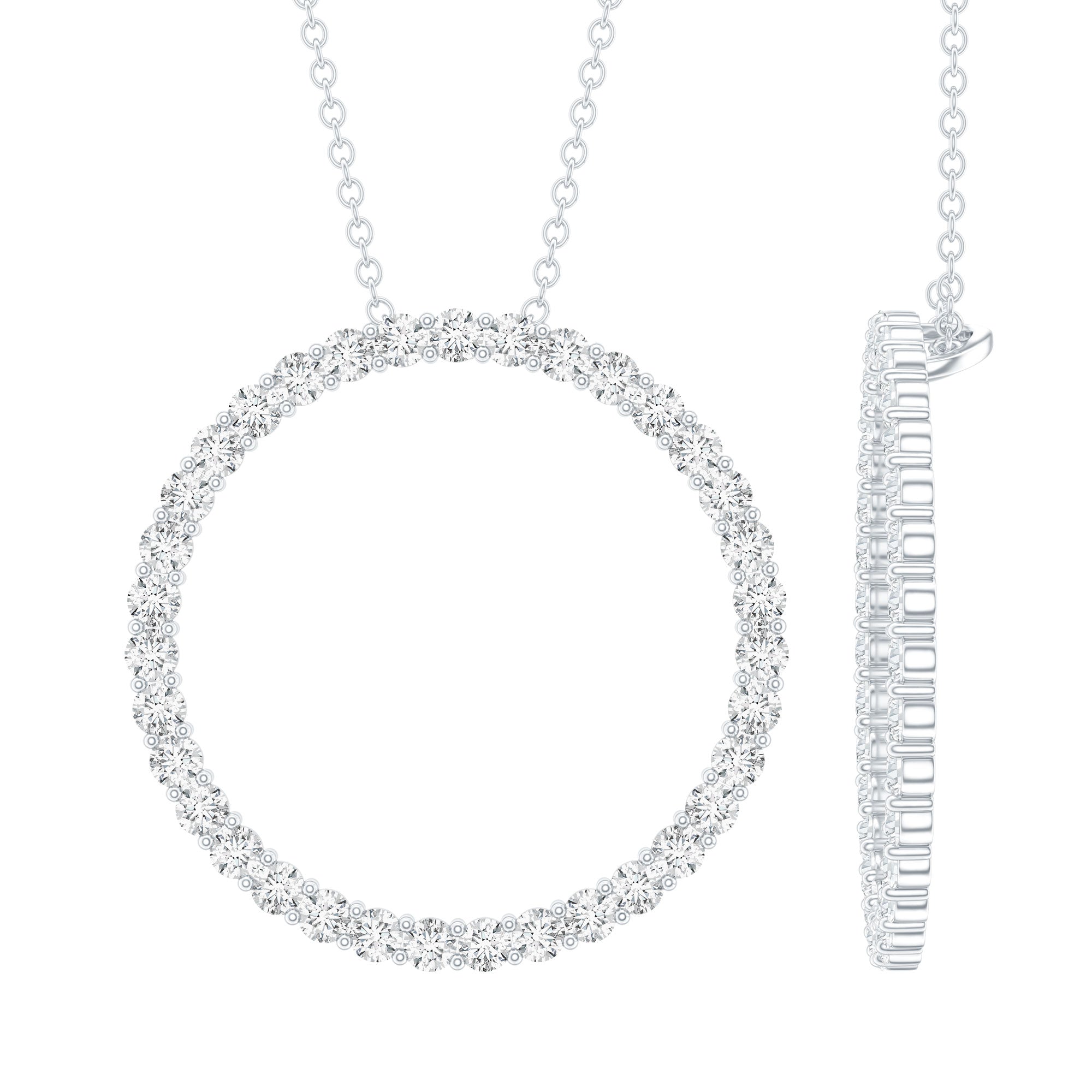 Certified Moissanite Eternity Circle Necklace with Chain D-VS1 92.5 Sterling Silver - Rosec Jewels