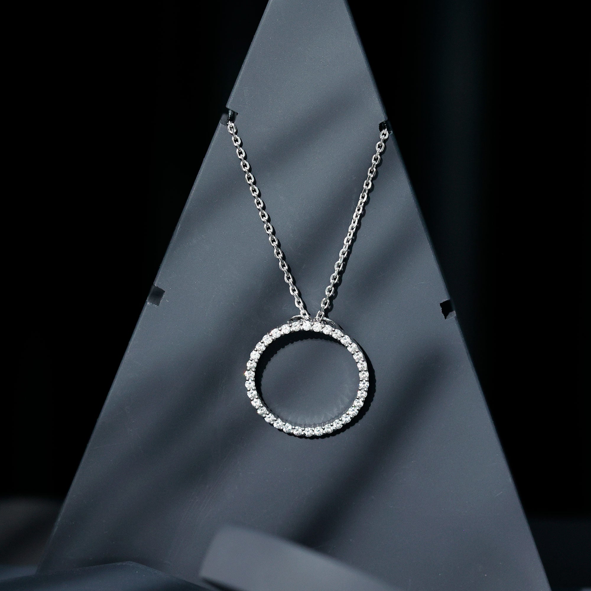 Certified Moissanite Eternity Circle Necklace with Chain D-VS1 92.5 Sterling Silver - Rosec Jewels