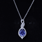Certified 2.5 Carat Lab Grown Blue Sapphire Teardrop Necklace with Chain AAAA 92.5 Sterling Silver - Rosec Jewels
