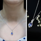 Certified 2.5 Carat Lab Grown Blue Sapphire Teardrop Necklace with Chain AAAA 92.5 Sterling Silver - Rosec Jewels