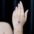Certified 2.5 Carat Lab Grown Blue Sapphire Teardrop Necklace with Chain AAAA 92.5 Sterling Silver - Rosec Jewels