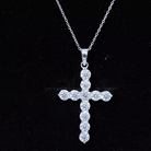 Certified Moissanite Cross Necklace With Silver Chain D-VS1 92.5 Sterling Silver - Rosec Jewels