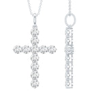 Certified Moissanite Cross Necklace With Silver Chain D-VS1 92.5 Sterling Silver - Rosec Jewels