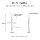 Certified Moissanite Cross Necklace With Silver Chain D-VS1 92.5 Sterling Silver - Rosec Jewels