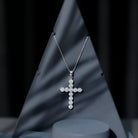 Certified Round Moissanite Cross Pendant Necklace D-VS1 - Rosec Jewels