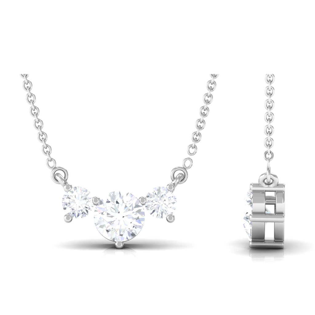 0.50 CT Moissanite Three Stone Necklace Moissanite - ( D-VS1 ) - Color and Clarity - Rosec Jewels