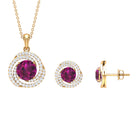 Minimal Rhodolite and Moissanite Swirl Jewelry Set Rhodolite - ( AAA ) - Quality - Rosec Jewels