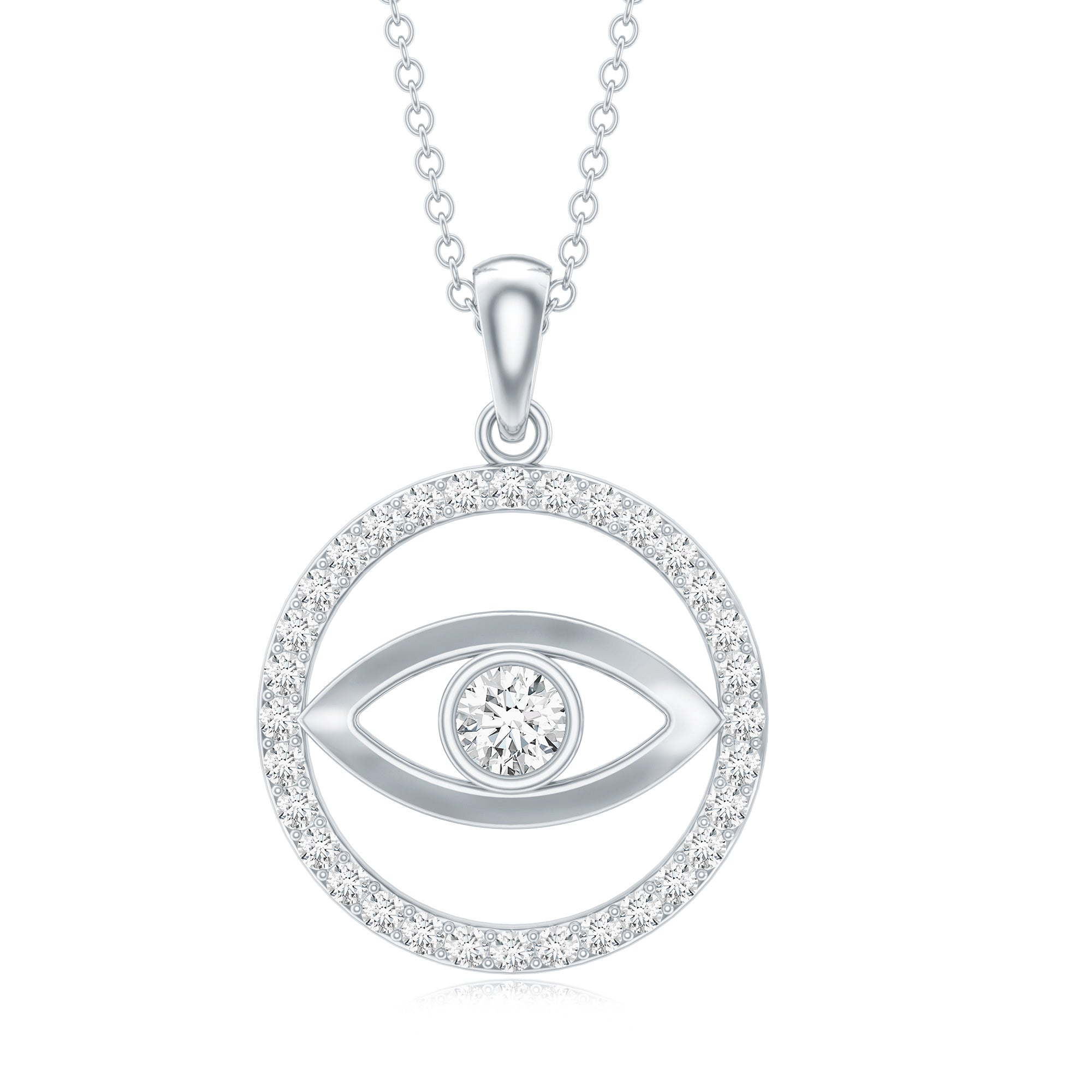 Certified Moissanite Evil Eye Pendant with Eternity D-VS1 - Rosec Jewels