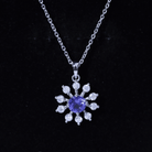 Certified Genuine Tanzanite Snowflake Necklace with Silver Chain AAA 92.5 Sterling Silver - Rosec Jewels