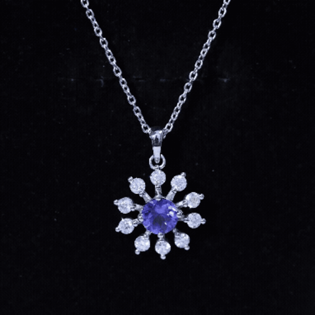 Certified Genuine Tanzanite Snowflake Necklace with Silver Chain AAA 92.5 Sterling Silver - Rosec Jewels