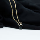 Natural 2 CT Black Onyx Emerald Cut Necklace With Chain AAA - Rosec Jewels