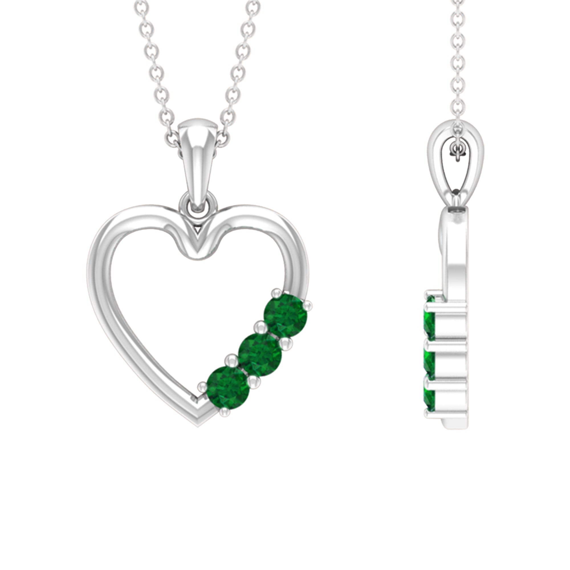 1/2 CT Simple Emerald and Gold Heart Pendant Emerald - ( AAA ) - Quality - Rosec Jewels
