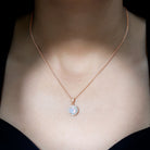 Real Ethiopian Opal Necklace With Moissanite Halo AAA - Rosec Jewels