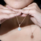 Real Ethiopian Opal Necklace With Moissanite Halo AAA - Rosec Jewels