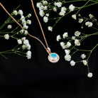 Real Ethiopian Opal Necklace With Moissanite Halo AAA - Rosec Jewels