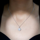 Real Ethiopian Opal Necklace With Moissanite Halo AAA - Rosec Jewels