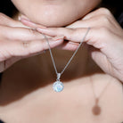 Real Ethiopian Opal Necklace With Moissanite Halo AAA - Rosec Jewels