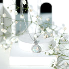 Real Ethiopian Opal Necklace With Moissanite Halo AAA - Rosec Jewels