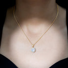 Real Ethiopian Opal Necklace With Moissanite Halo AAA - Rosec Jewels