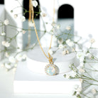 Real Ethiopian Opal Necklace With Moissanite Halo AAA - Rosec Jewels