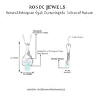 Oval Ethiopian Opal and Moissanite Teardrop Pendant Ethiopian Opal - ( AAA ) - Quality - Rosec Jewels