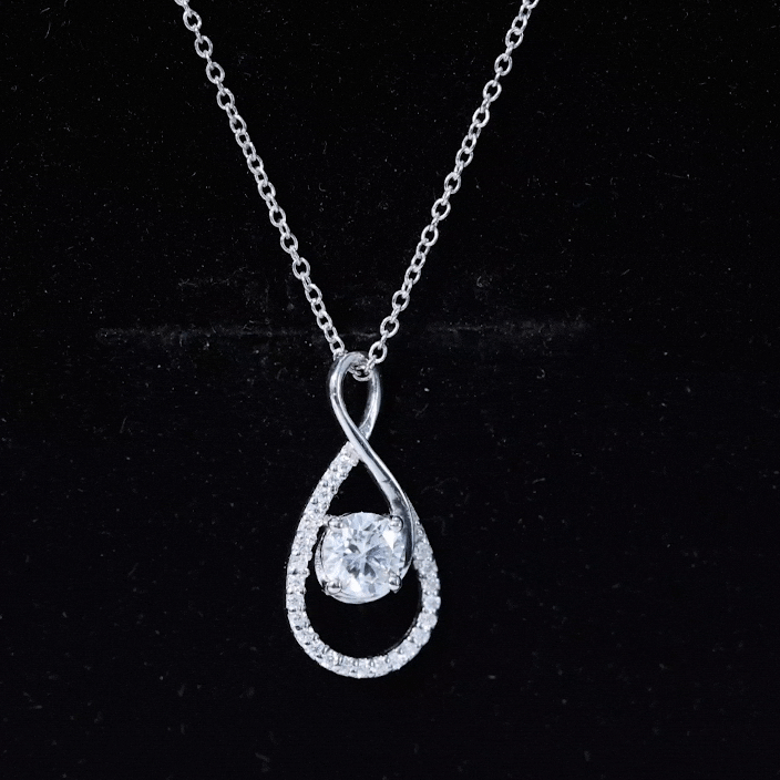 Certified Moissanite Infinity Drop Pendant Necklace Moissanite - ( D-VS1 ) - Color and Clarity - Rosec Jewels