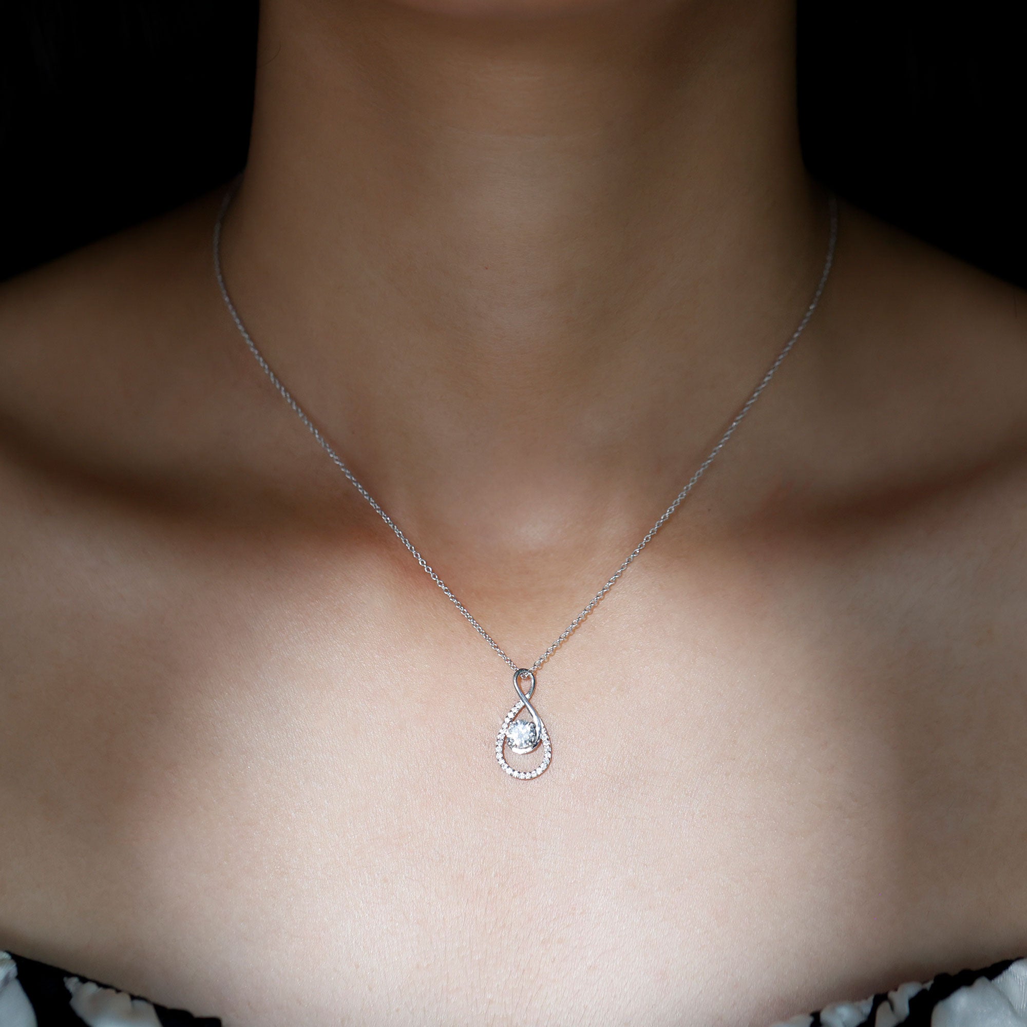 Certified Moissanite Infinity Pendant Necklace for Women D-VS1 - Rosec Jewels