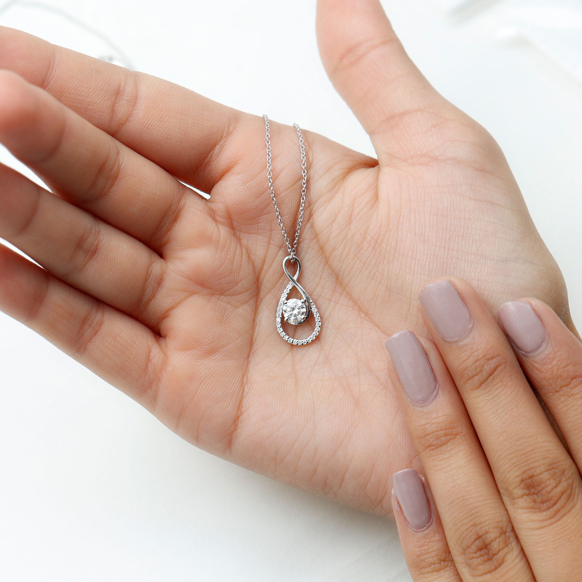 Certified Moissanite Infinity Pendant Necklace for Women D-VS1 - Rosec Jewels