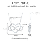 Moissanite Infinity Heart Necklace In Sterling Silver D-VS1 92.5 Sterling Silver - Rosec Jewels