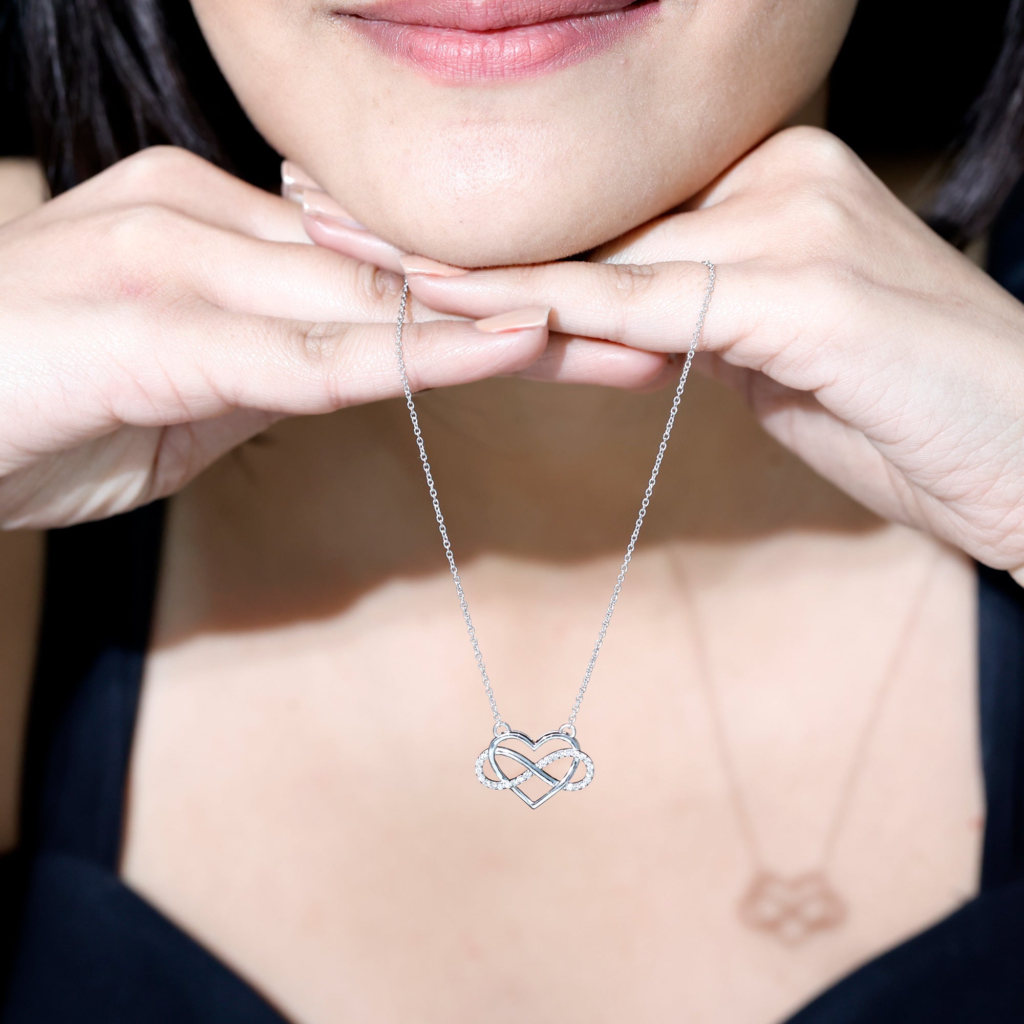 Certified Moissanite Infinity Heart Necklace D-VS1 - Rosec Jewels