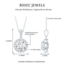 Certified 8 MM Round Cubic Zirconia Halo Necklace with Chain AAAAA 92.5 Sterling Silver - Rosec Jewels