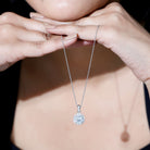 Certified 8 MM Round Cubic Zirconia Halo Necklace with Chain AAAAA 92.5 Sterling Silver - Rosec Jewels