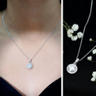 Certified 8 MM Round Cubic Zirconia Halo Necklace with Chain AAAAA 92.5 Sterling Silver - Rosec Jewels