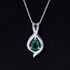 1 Carat Pear Cut Lab Created Emerald Teardrop Pendant with Diamond AAAA - Rosec Jewels