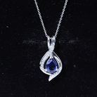 Lab Grown 6X8 MM Blue Sapphire Teardrop Pendant with Moissanite AAAA 92.5 Sterling Silver - Rosec Jewels