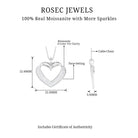 Moissanite Open Heart Bridal Pendant Necklace in Silver - Rosec Jewels