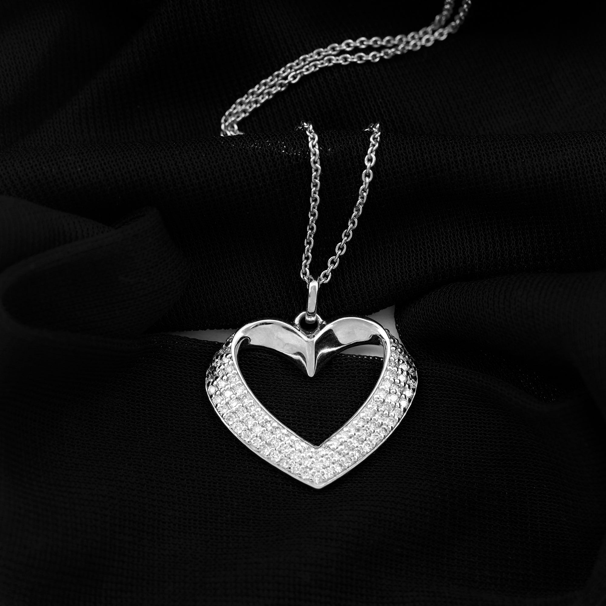 Moissanite Open Heart Bridal Pendant Necklace Moissanite - ( D-VS1 ) - Color and Clarity - Rosec Jewels