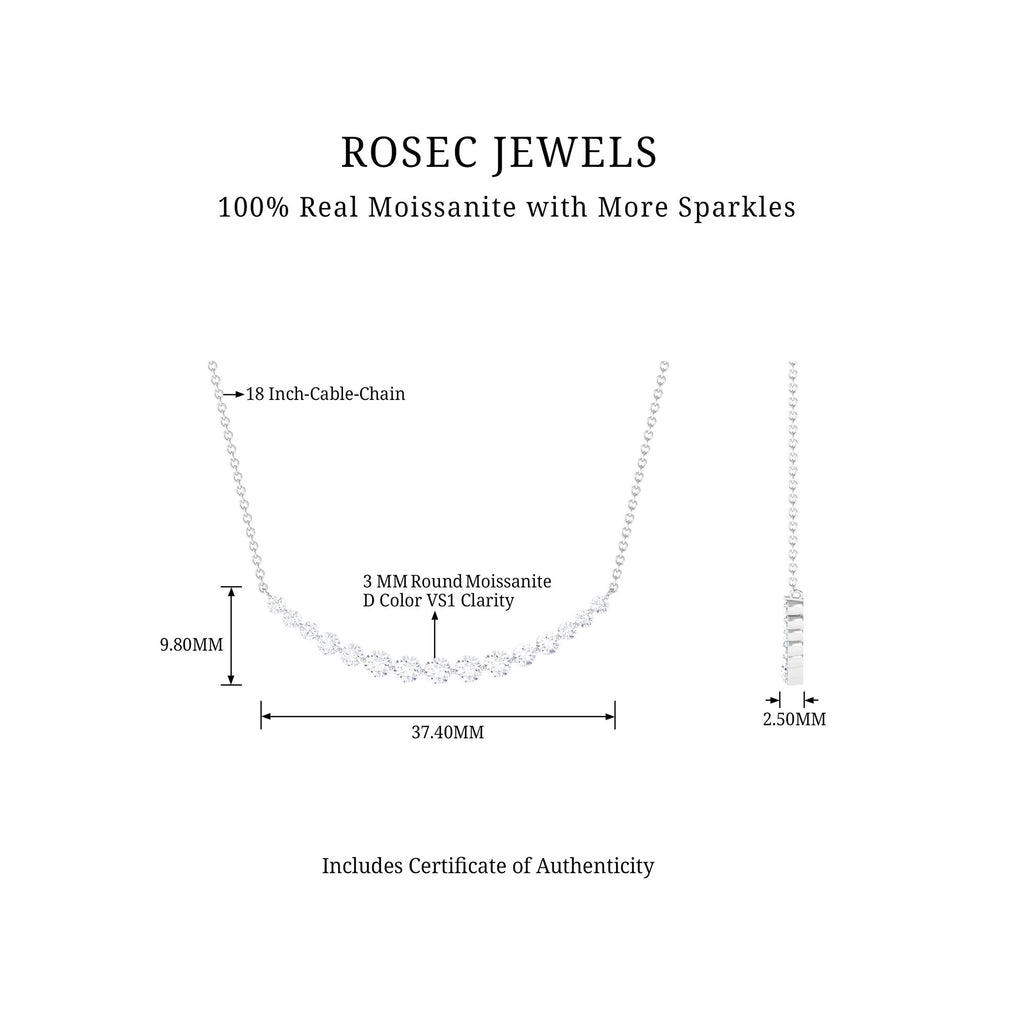 1.25 CT Moissanite Layering Gold Necklace Moissanite - ( D-VS1 ) - Color and Clarity - Rosec Jewels