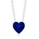 Heart Shape Blue Sapphire Solitaire Necklace for Women AAA - Rosec Jewels